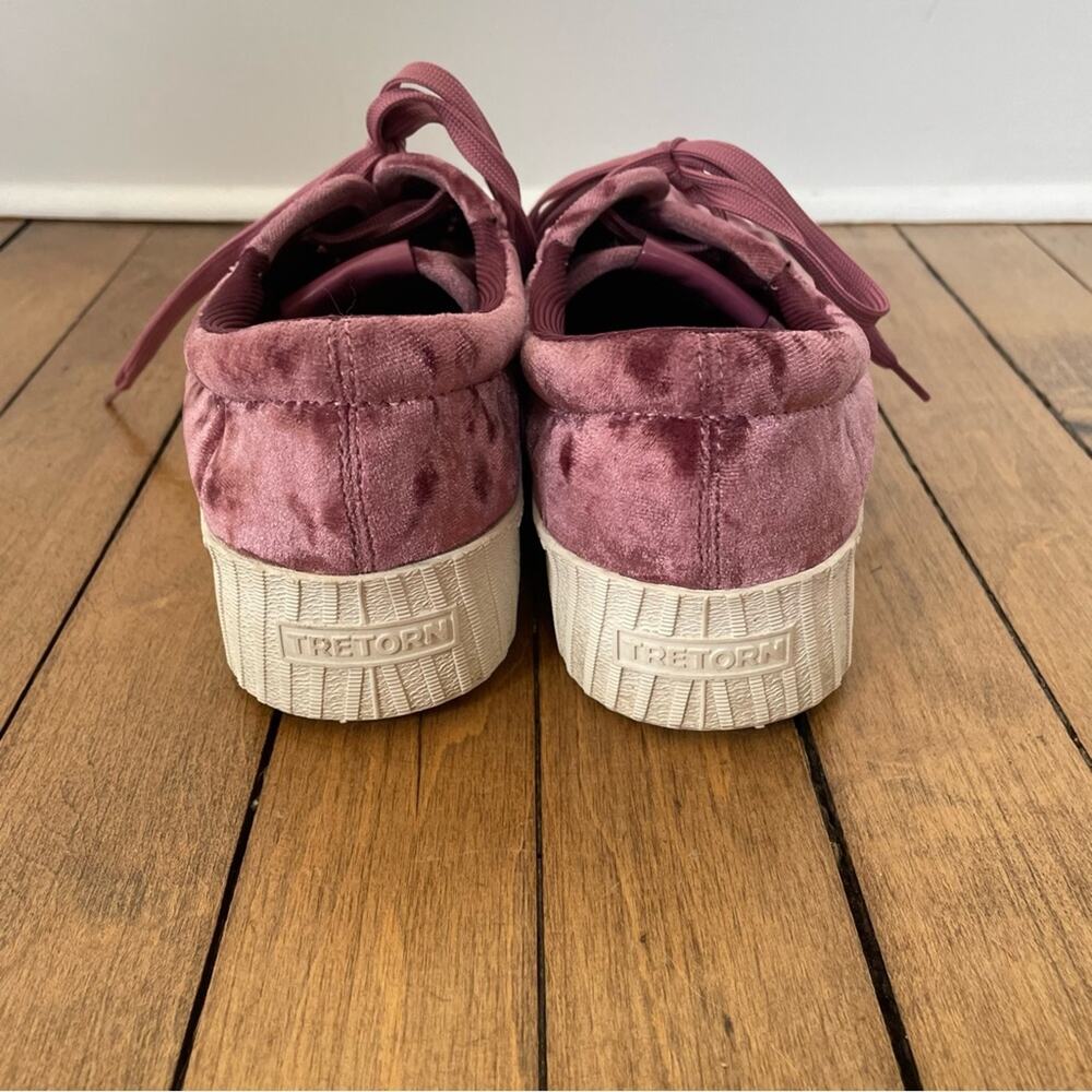 Tretorn Nylite 4 Bold Mauve Pink Crushed Velvet Platform Sneakers 8 - Picture 4 of 9